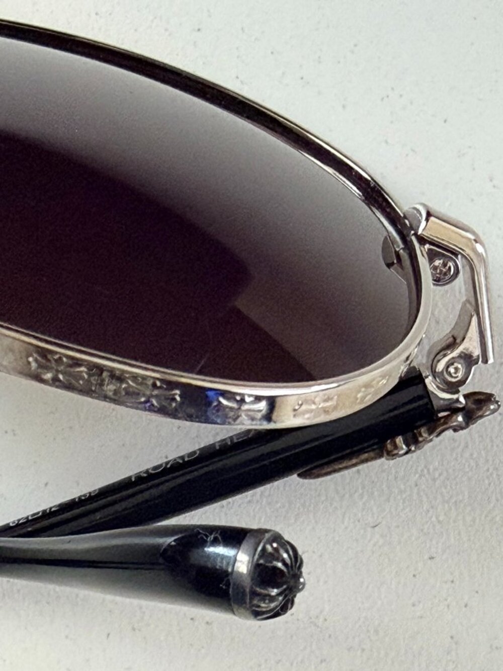 AUTH Chrome Hearts ROAD HEAD Sunglasses Silver Black 62mm